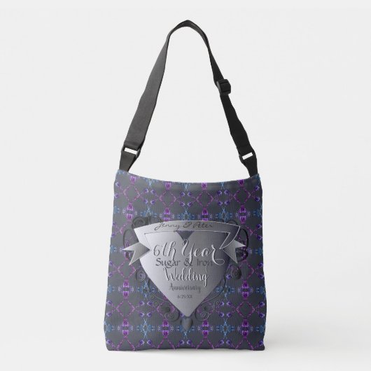 6th Wedding Jubileum Sugar, Iron, Amethyst Crossbody Tas (Voorkant)