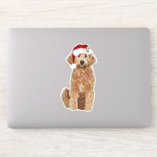 6x6 Custom-Cut Kerst sticker van golden doodle (Computer)