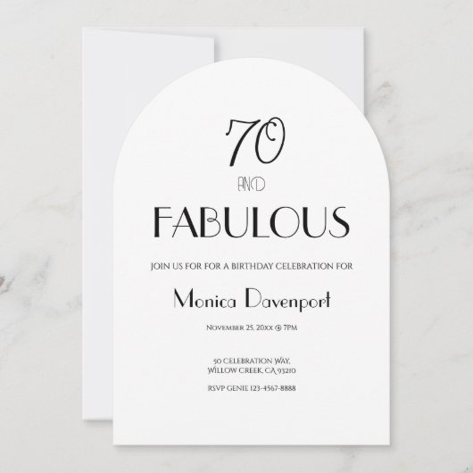 70 and Fabulous Seventy Birthday Invitation (Devant)
