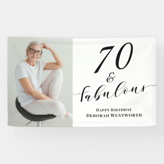 70 and Fabulous Seventy Birthday Photo Script  Spandoek (Horizontaal)