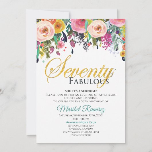 70 Anniversaire Fabuleux Invitation (Devant)
