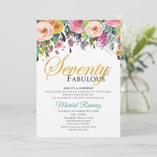 70 Anniversaire Fabuleux Invitation (Debout devant)