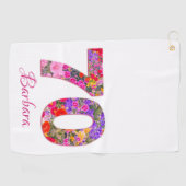 70 ans fête fleurs rose serviette de golf (Horizontal)