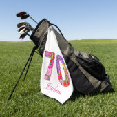 70 ans fête fleurs rose serviette de golf (Vert)