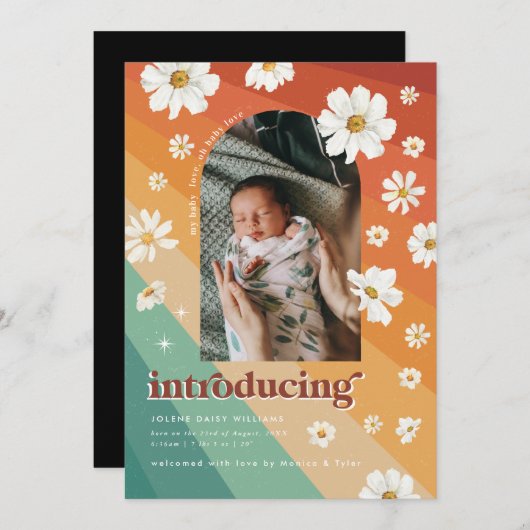 70 ans rétro | Faire-part de naissance photo Arch (Devant / Derrière)