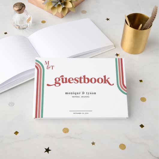 70 ans rétro | Livre d'invité Mariage (Recto ouvert)