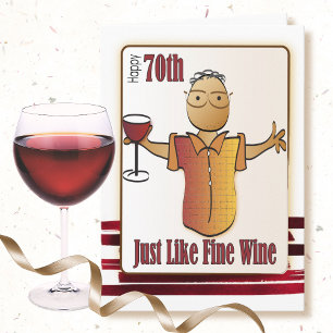 70 Carte d'anniversaire pour homme - Vin fin