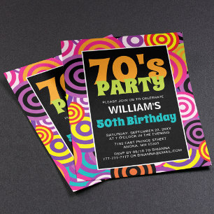 70 Colorful Circles Birthday Invitation Kaart