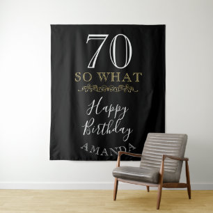70 Dan Wat Leuk Citaat Zwart Elegant 70ste Verjaar Wandkleed