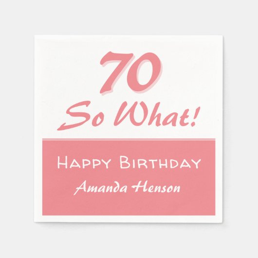 70 dus wat Funny Gezegde Script Roze 70th Birthday Servet (Voorkant)