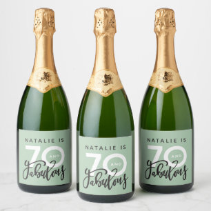 70 en een fantastisch label voor verjaardagsfeestj sparkling wijnetiket