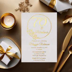 70 en Fabulous 70ste verjaardagsfeest gestempeld Folie Uitnodiging