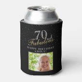 70 en Fabulous Elegant Black Photo 70th Birthday Blikjeskoeler (Blikje Voorkant)