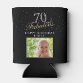 70 en Fabulous Elegant Black Photo 70th Birthday Blikjeskoeler (Achterkant)