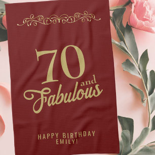 70 en Fabulous Elegant Ornament 70th Birthday Theedoek