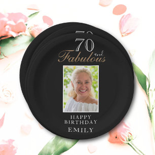 70 en Fabulous Elegant Script Photo 70th Birthday Papieren Bordje