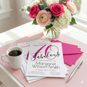 70 en Fabulous Elegante Roze Zwart 70ste Verjaarda Kaart