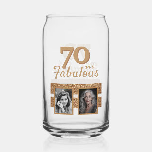 70 en Fabulous Gold Glitter 2 Foto 70e verjaardag Blikvorm Glas