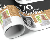 70 en Fabulous Gold Glitter 2 Foto 70e verjaardag Cadeaupapier (Rol Hoek)