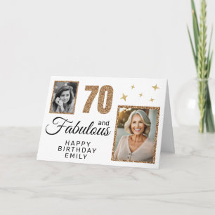 70 en Fabulous Gold Glitter 2 Foto 70e verjaardag Kaart