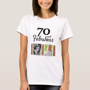 70 en Fabulous Gold Glitter 2 Foto 70e verjaardag T-shirt
