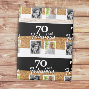 70 en Fabulous Gouden Glitter 2 Foto 70ste Verjaar Cadeaupapier