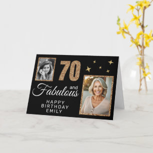 70 en Fabulous Gouden Glitter 2 Foto 70ste Verjaar Kaart