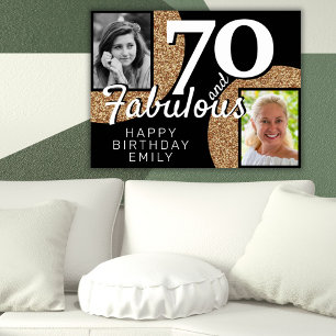 70 en Fabulous Gouden Glitter 2 Foto Verjaardag Poster