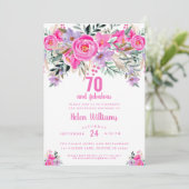 70 en fabulous roze 70e verjaardag uitnodiging (Staand voorkant)