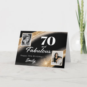 70 en Fabulous Zwarte Gouden Foto 70e Verjaardag Kaart