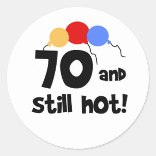 70 en nog warm  ronde sticker