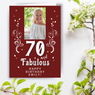 70 en Prachtig Bladverlies Rood 70ste Verjaardag F Kaart