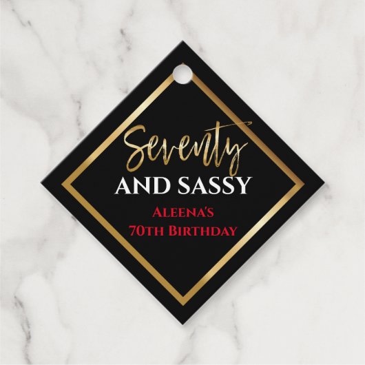 70 en SASSY Birthday Black Gold Gift Label (Voorkant)
