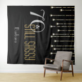 70 en Sassy Black Silver Photo Booth Achtergrond Wandkleed (In Situ (horizontaal))