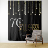 70 en Sassy Black Silver Photo Booth Achtergrond Wandkleed (In situ)