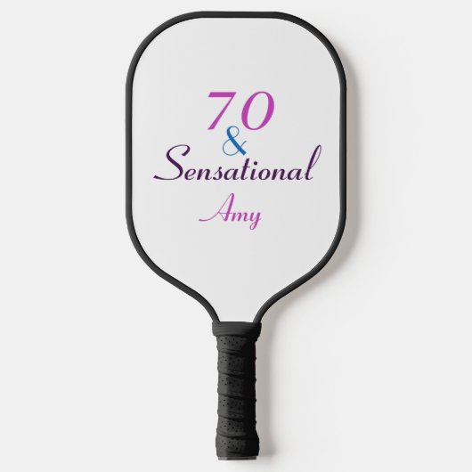 70 en Sensational Seventieth Birthday Personalize Pickleball Paddle (Voorkant)