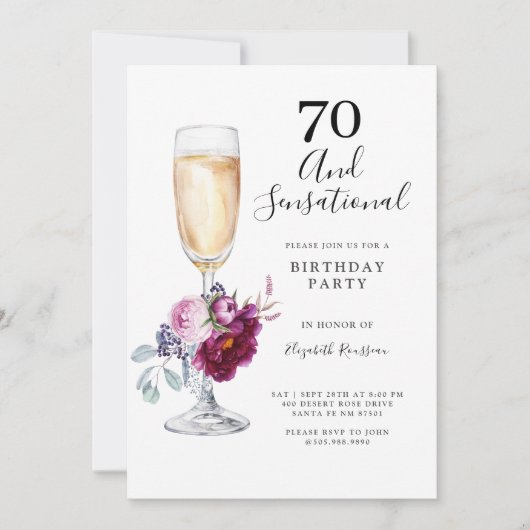 70 en sensationeel verjaardagsfeest kaart (Voorkant)