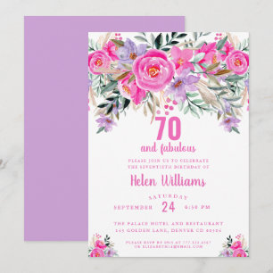 70 et fabuleuse invitation rose 70e anniversaire