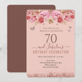 70 et fabuleux Adulte Anniversaire rose Invitation (Devant / Derrière)