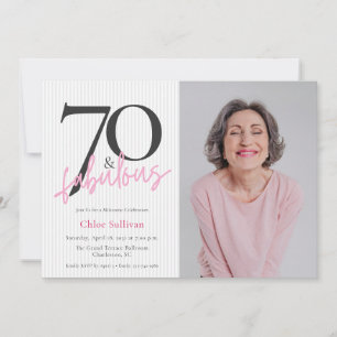 70 & Fabulous Foto Roze Script Verjaardagsfeestje Kaart