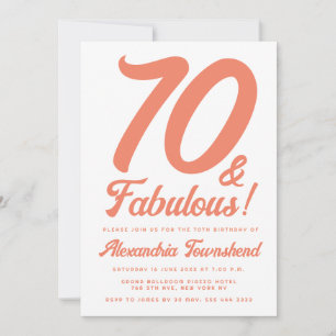 70 & Fabulous Oranje Retro Schrift 70ste Verjaarda Kaart