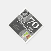 70 & Fabulous Silver Glitter 2 Foto 70th Birthday Servet (Hoek)