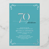 70 & Fabulous Turquoise & Silver Birthday Folie Uitnodiging (Voorkant)