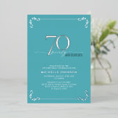 70 & Fabulous Turquoise & Silver Birthday Folie Uitnodiging (Staand Voorkant)