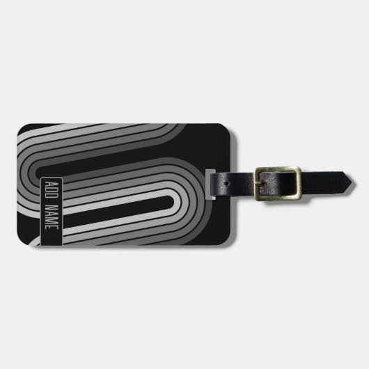 70 Geïnspireerde lijnArt-schaduwen van grijs en zw Bagagelabel (Voorkant horizontaal)