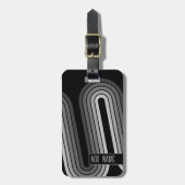 70 Geïnspireerde lijnArt-schaduwen van grijs en zw Bagagelabel (Voorkant verticaal)