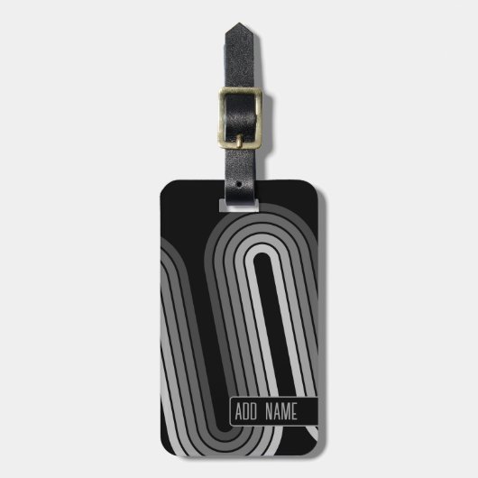 70 Geïnspireerde lijnArt-schaduwen van grijs en zw Bagagelabel (Voorkant verticaal)