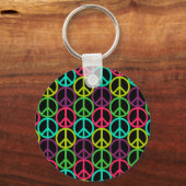 70 Hippie Peace Sign Pattern Sleutelhanger (Voorkant)