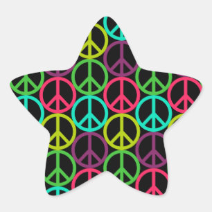 70 Hippie Peace Sign Pattern Ster Sticker