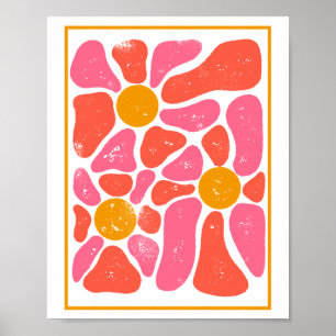 70-inch Oranje en roze Retroventilatorventilator Poster